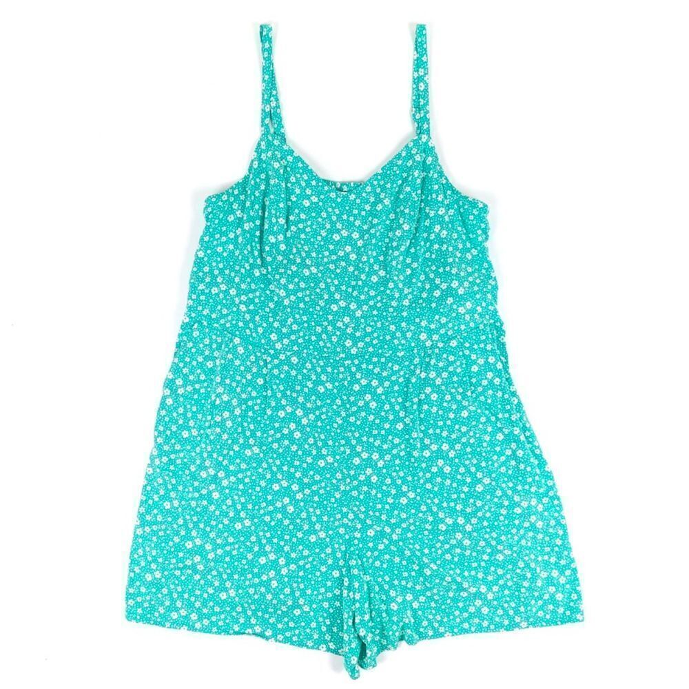NEW Torrid Smocked Challis Romper Boho Mint Green Floral Womens Plus Size 3X